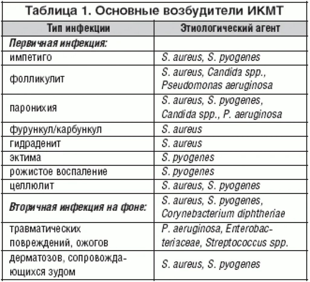 Возбудители инфекций таблица. Возбудители бактериальных инфекций таблица. Возбудители и заболевания таблица. Инфекции кожи и мягких тканей возбудители.