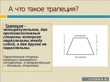 Основаниями трапеции называются непараллельные стороны