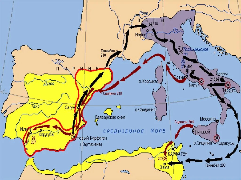 Владения карфагена. Территория Рима к началу 1 Пунической войны.