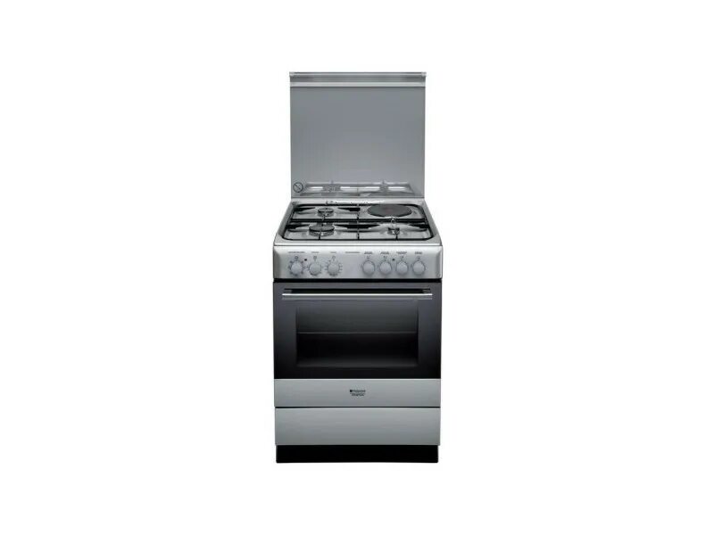 Hotpoint ariston серебристый. Комбинированная плита Hotpoint-Ariston h6tmd6af. Газовая плита Аристон h6tg5f c.