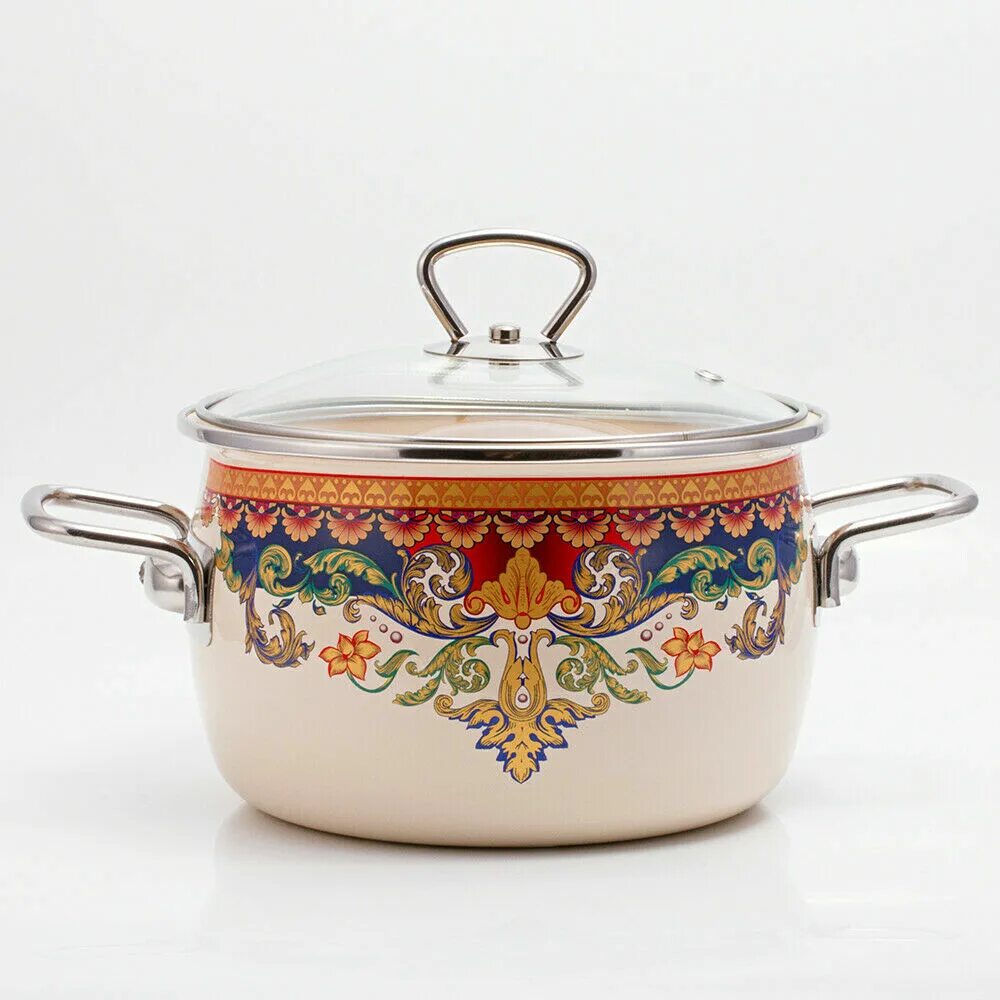 Крышкой. Набор эмаль посуды 4пр (кастрюли 2,3л/3,0л/6,8л + чайник 2,5л) 4460-kl 1/2. Набор эмалированной посуды - kl-4460. Эмалированная кастрюля со стеклянной крышкой. 6 л, agness (159579).