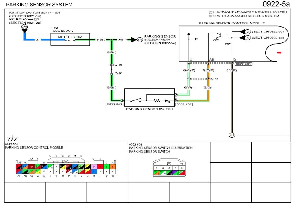 Parking sensor control wires