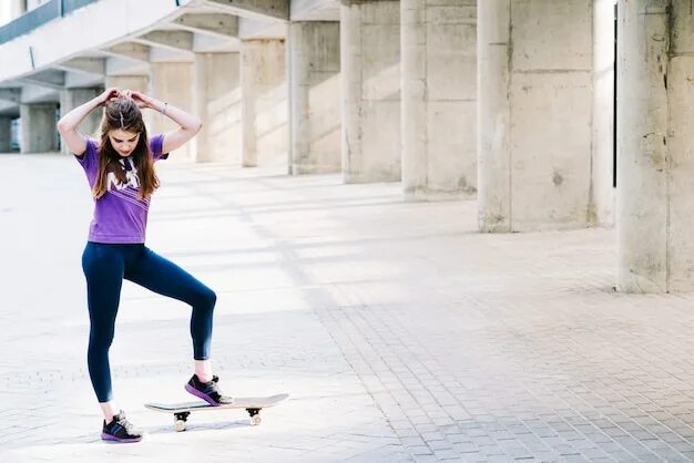 Girl going on her inline Skates. She likes skating