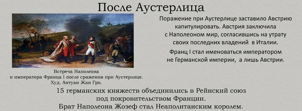 Поражение под Аустерлицем. После Аустерлица.