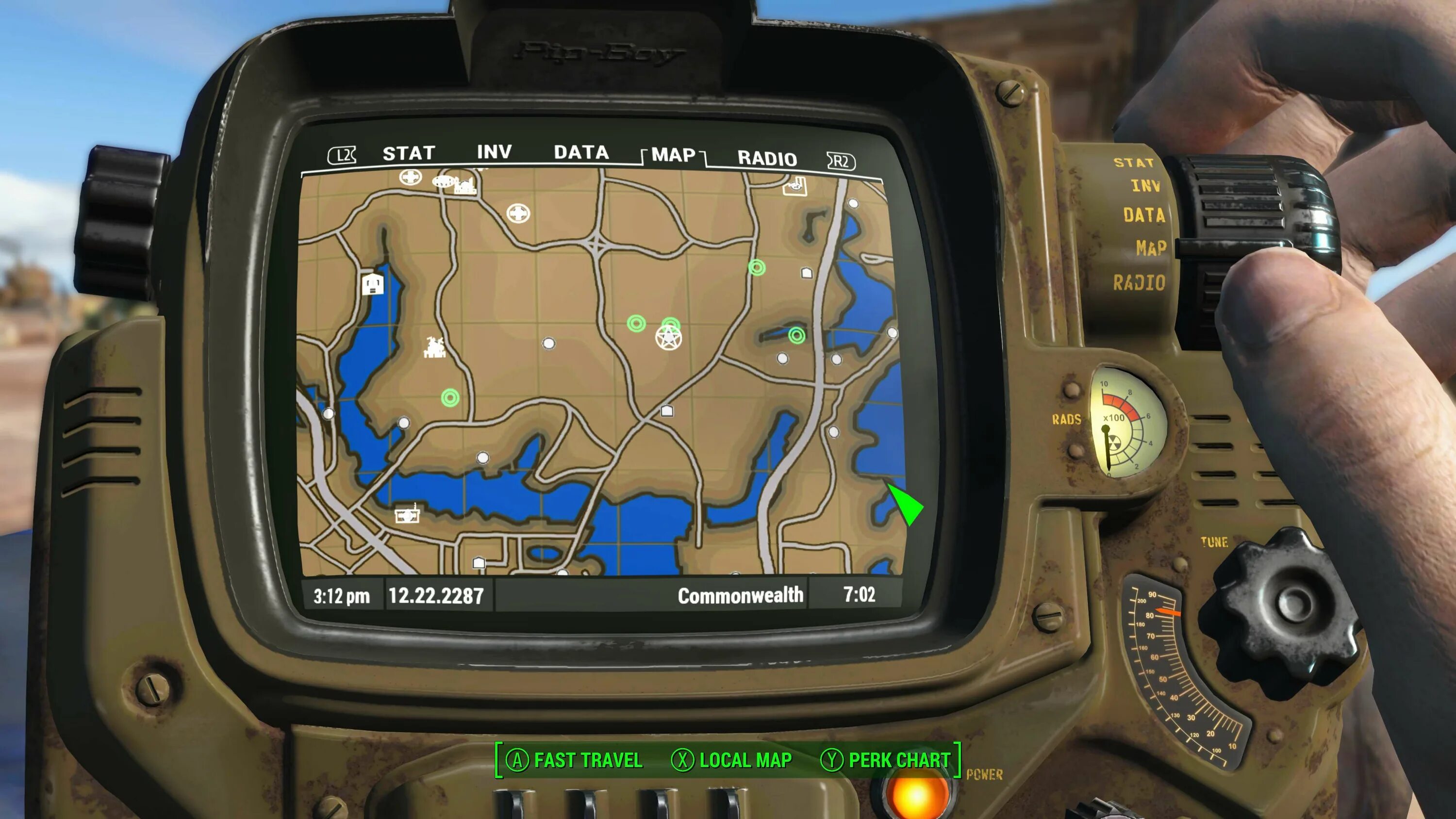 Fallout 4 последняя версия 2022. Fallout 4 карта в пип бое. Фоллаут 4 Интерфейс. Карта фоллаут 4 пипбой. Дозорный участок Прескотт Fallout 4.