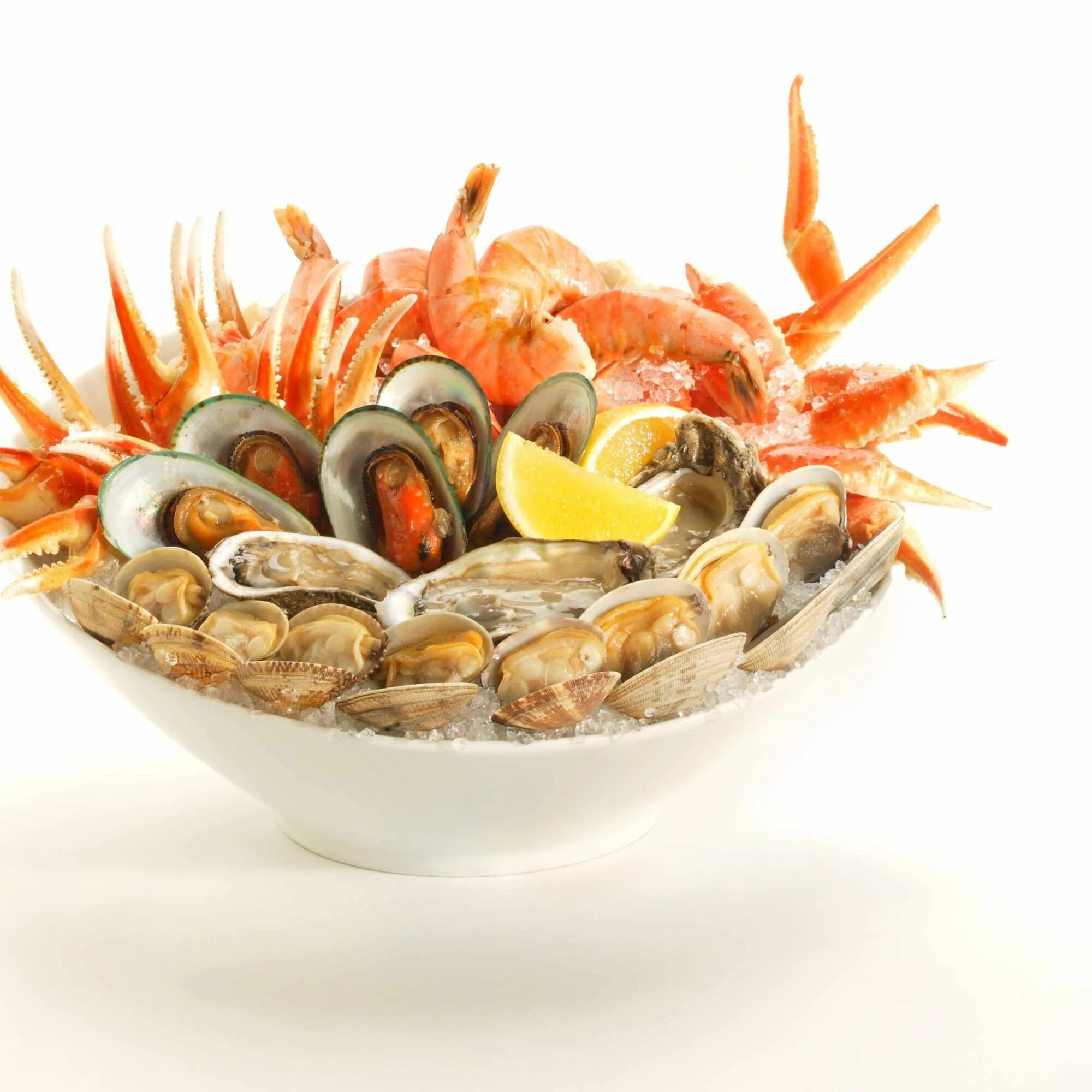 Тарелка с морепродуктами. Морепродукты на белом фоне. Тарелка с морскими деликатесами. Ассорти из морепродуктов.