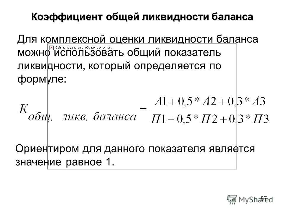 Коэффициент общей ликвидности по балансу