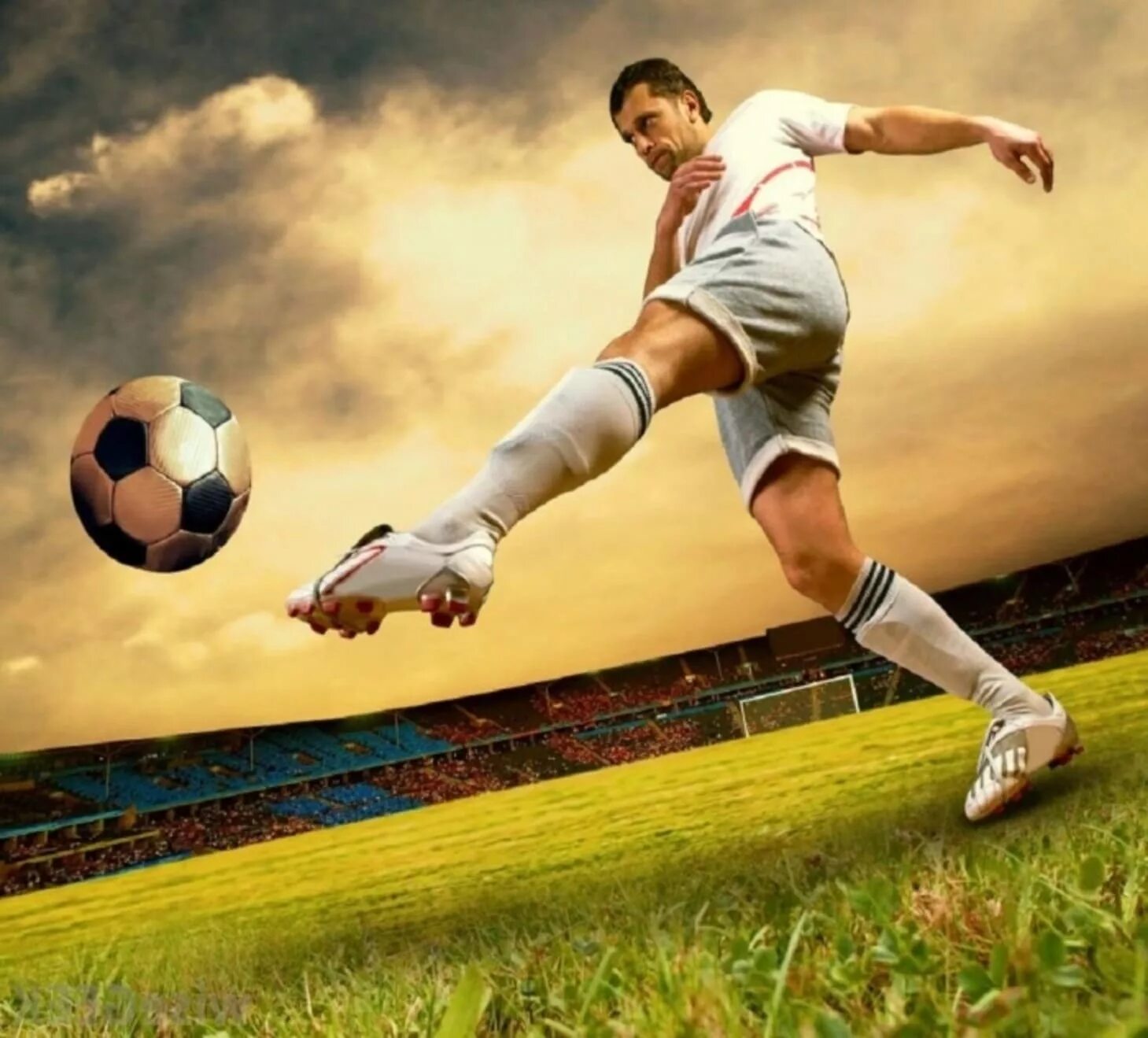 Живи футболом играть. Футболист пинает мяч. Удар по мячу. Футболисты на поле. Удар по мячу в футболе.