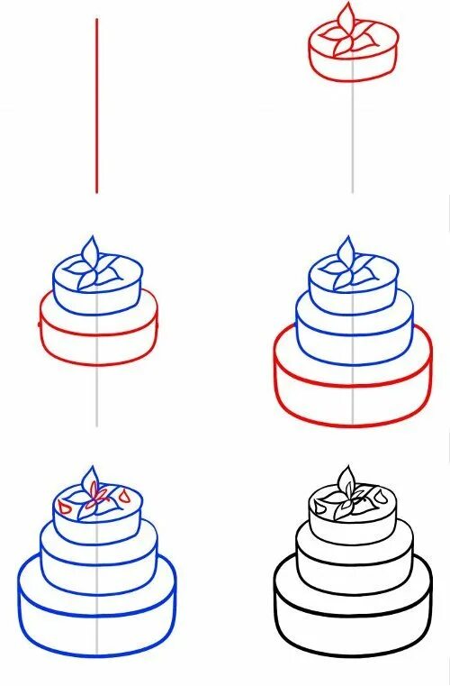 Рисовать открытку поэтапно. Рисунок торта для срисовки. Торт рисунок карандашом для срисовки. Поэтапное рисование торта. Рисунок по этапнусу торт.
