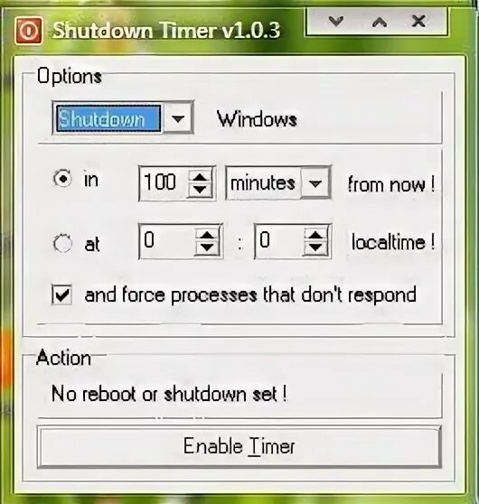 Shutdown timer. Shutdown timer
