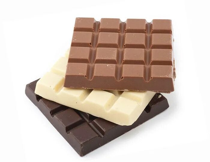 Шоколад. Молочный шоколад. Шоколад на белом фоне.