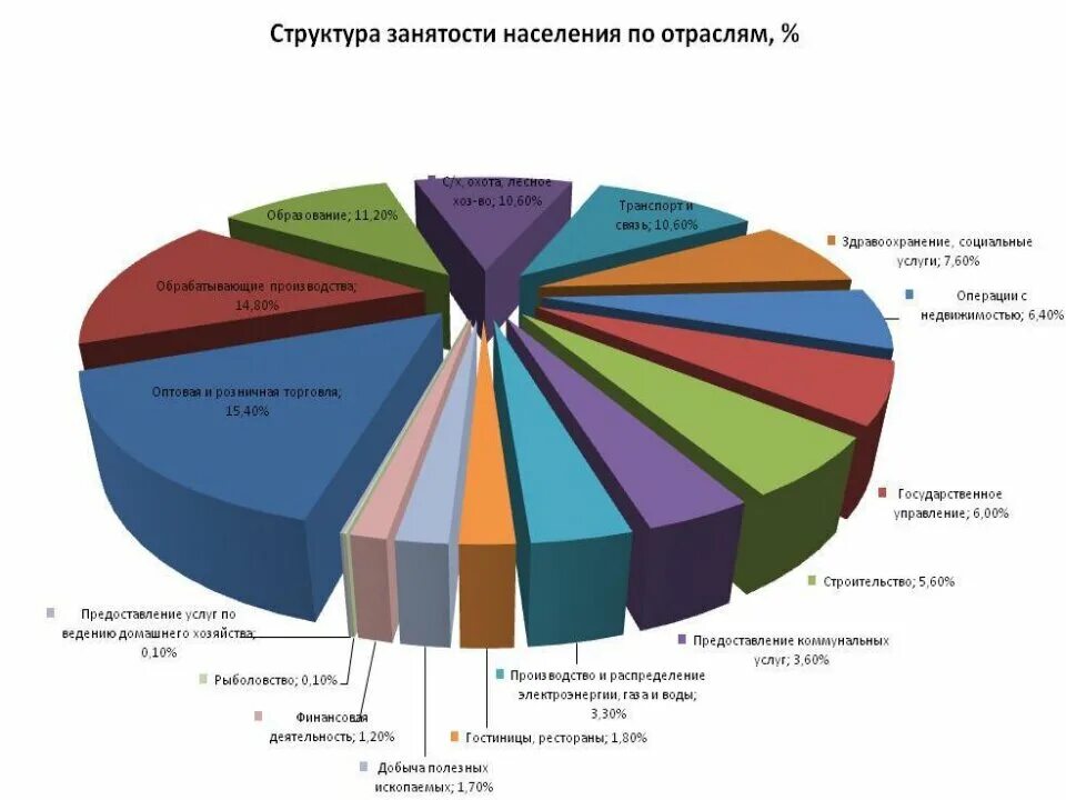 Какой стране из списка соответствует структура занятости. Структура занятости населения России по отраслям. Структура занятости населения России диаграмма. Структура хозяйства России занятость населения. Структура населения занятости населения.