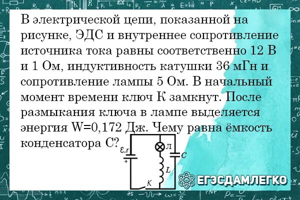 ЭДС И внутреннее сопротивление источника тока. ЭДС И внутреннее сопротивление равны. В электрической цепи показанной на рисунке ЭДС источника тока равна 12. Размыкание цепи с катушкой индуктивности. Индуктивность катушки 15 мгн