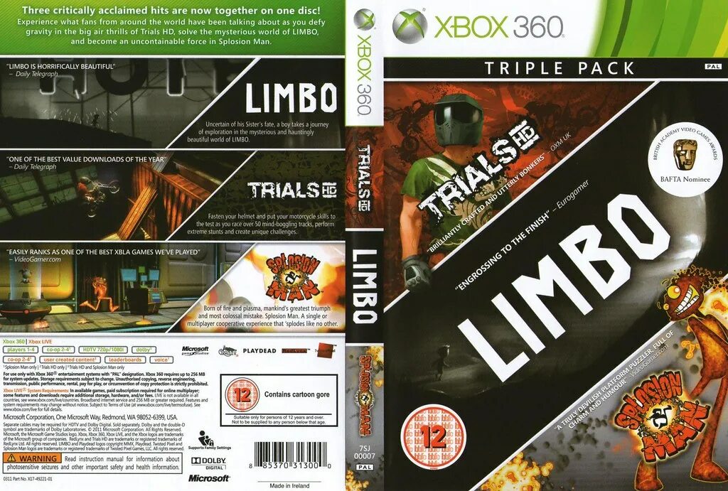 Limbo Xbox 360. Limbo обложка Xbox 360. Splosion man Xbox 360. Trials Xbox 360. Игры 360 live