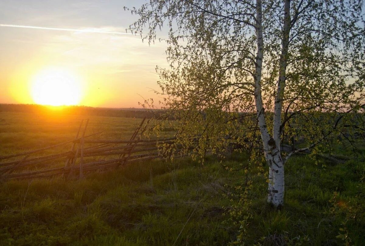 Весенний закат в деревне. Солнце над деревней. Весенний рассвет. Весенний закат в селе. Отпусти меня родная на простор широкий