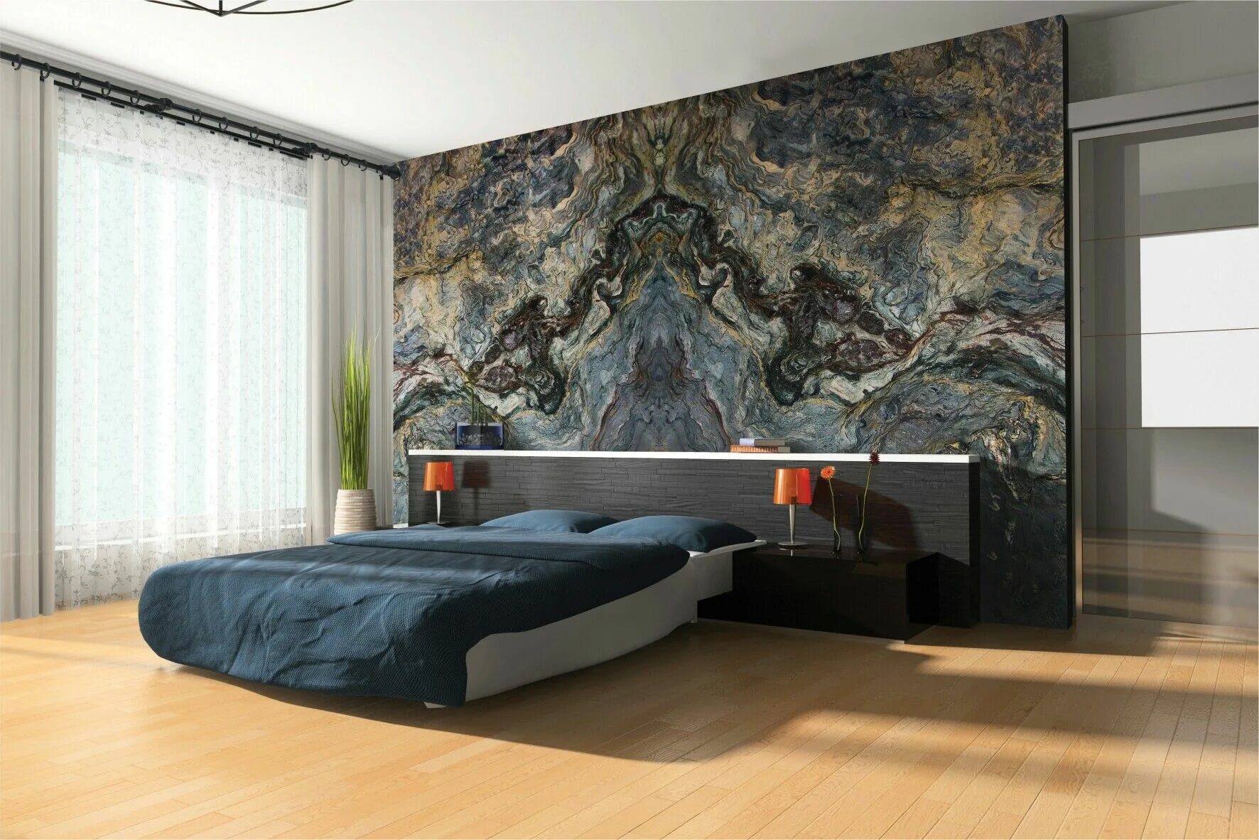 Мрамор в интерьере спальни Pin by Sue Rapp on WALLS Feature wall bedroom, Stone veneer sheets, Thin stone v