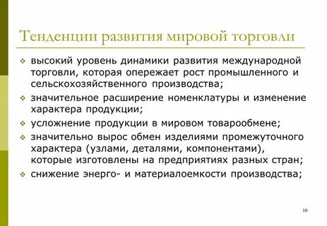 Международная торговля на современном этапе