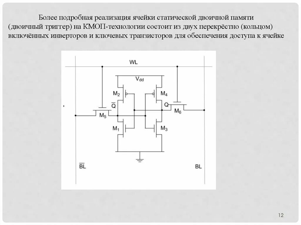 Ячейки статической памяти (SRAM). Ячейка статической памяти на КМОП транзисторах. Эквивалентная схема ячейки КМОП-матрицы. Схему 6-и транзисторной статической ячейки памяти. Электронная ячейка памяти