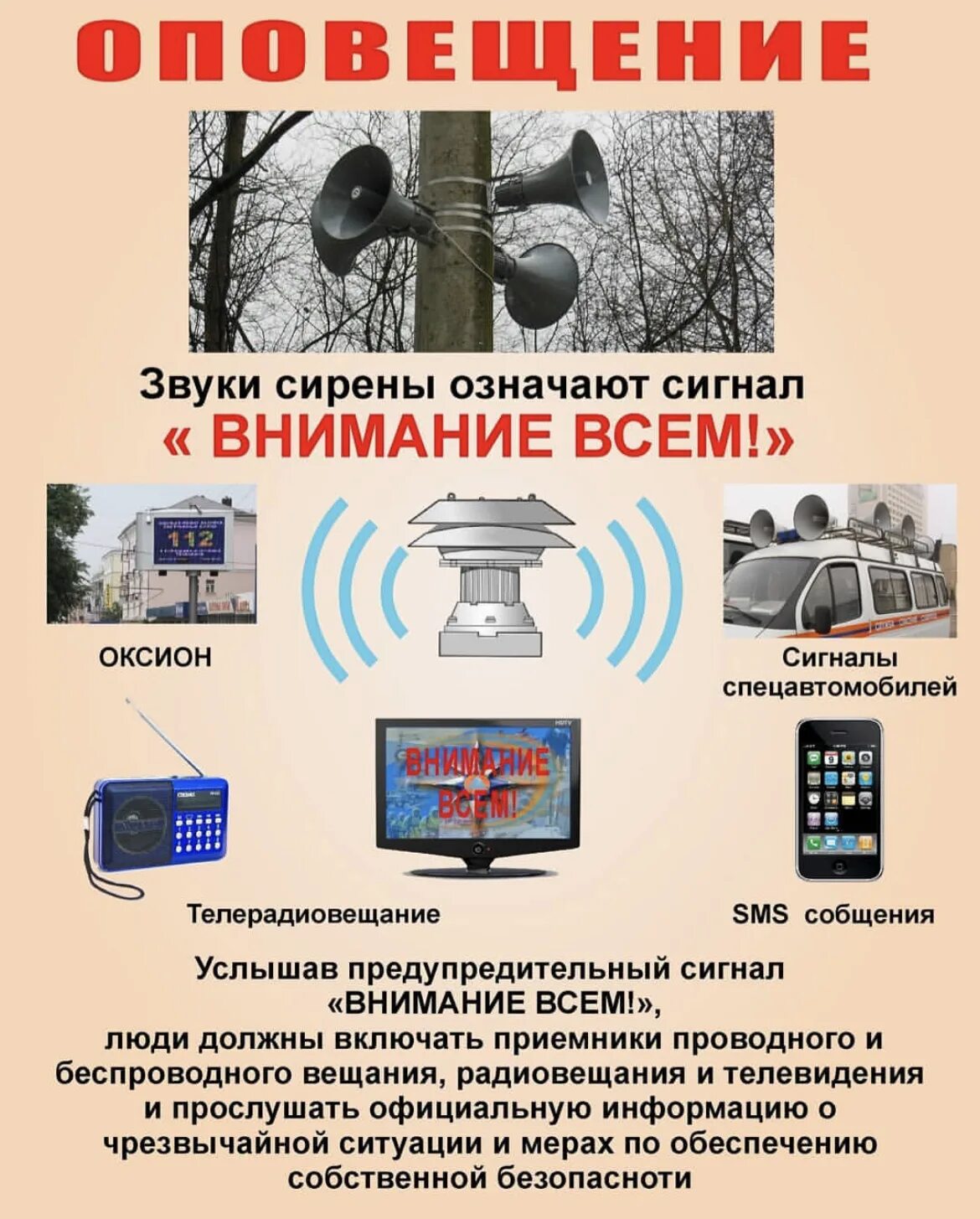 Сигнал сирены означает
