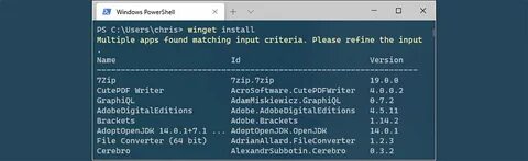Winget install