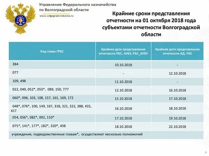 Срок предоставления бюджетной отчетности
