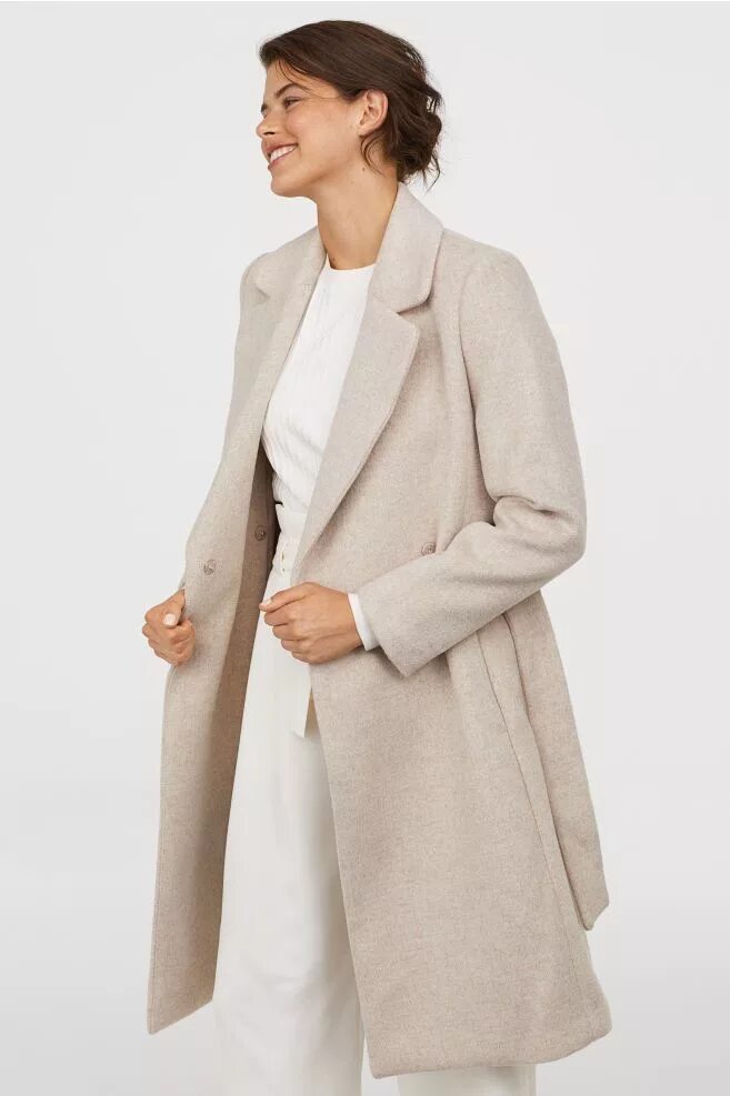 Light coat. Wool blend пальто женское h&amp;m camel coat. фетровое пальто женское. пальто hm женское кремовое. пальто hm женское бежевое.