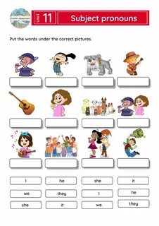 Subject pronouns Interactive worksheet English grammar for kids.