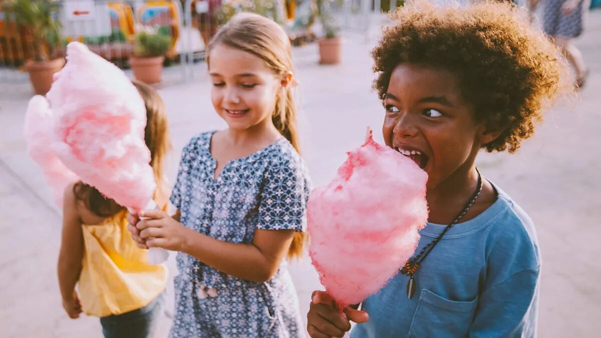 You ever eat candy floss. Cotton Candy in Black background.