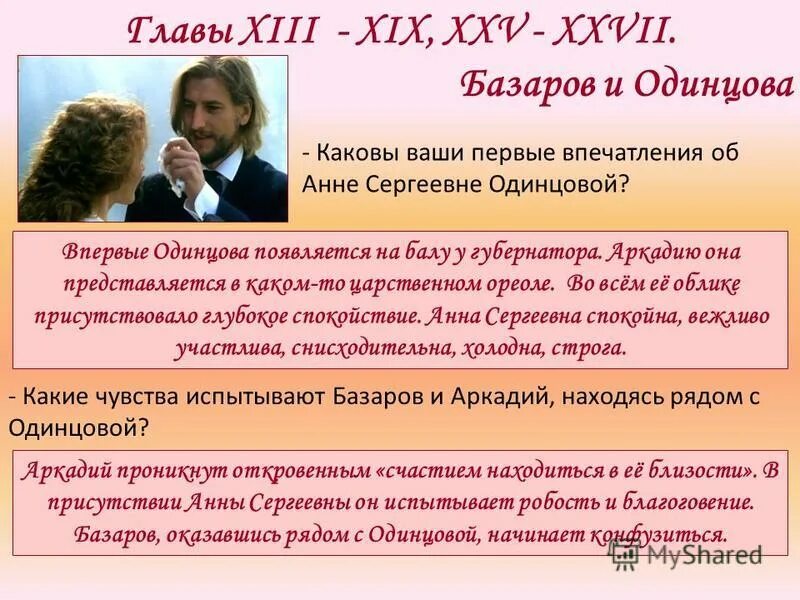 Почему базаров был. Первое впечатление Базарова об Одинцовой. Почему Базаров и Одинцова.