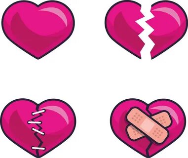 Download the Set of vector broken hearts 15713504 royalty-free Vector from ...