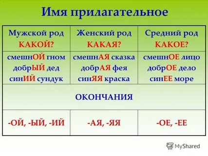 Как понять род прилагательного