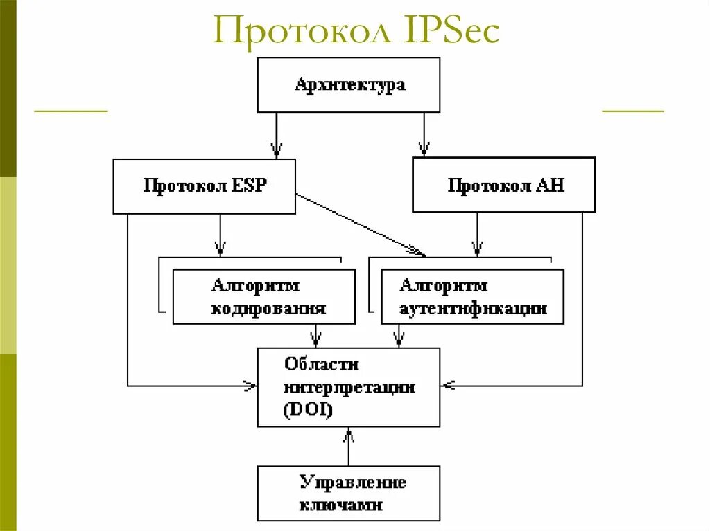 Назначение протоколов. Структура протокола ipsec. архитектура стека протоколов ipsec. ipsec принцип работы. компоненты протокола ipsec.