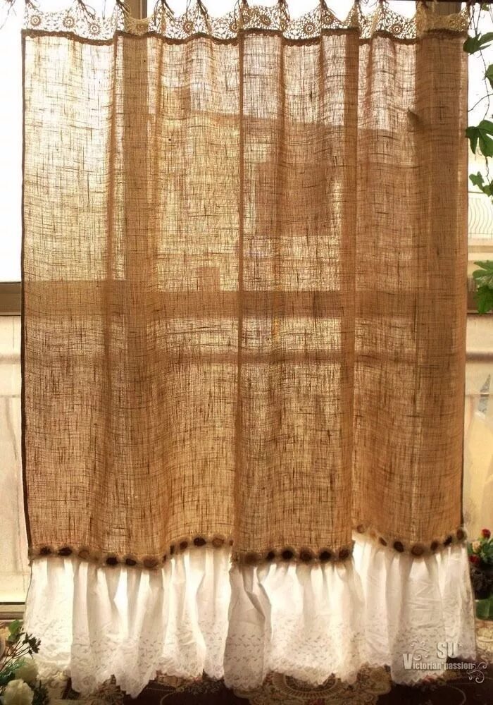 Burlap Ruffled Valance - Etsy Burlap, Curtains, Rustic house