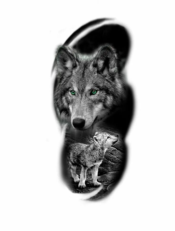 тату волк и волчонок. тату волк с волчатами. тату волк с волчатами. тату семья волков на предплечье. тату волк и волчонок.