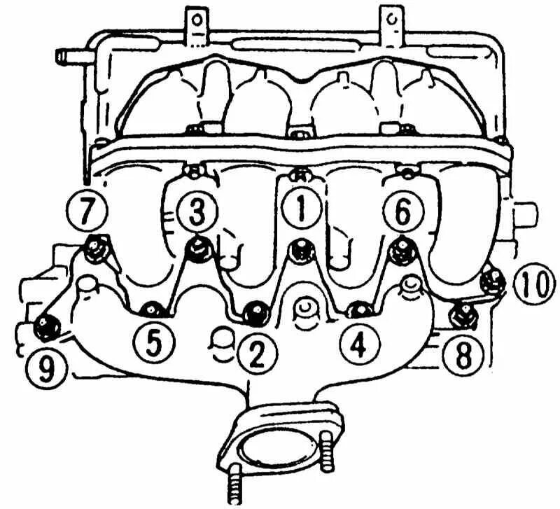 Момент затяжки болтов выпускного коллектора Мазда 626ge. Схема затяжки болтов коллектора ВАЗ. Порядок затяжки впускного коллектора. Порядок затяжки выпускного впускного коллектора ВАЗ.