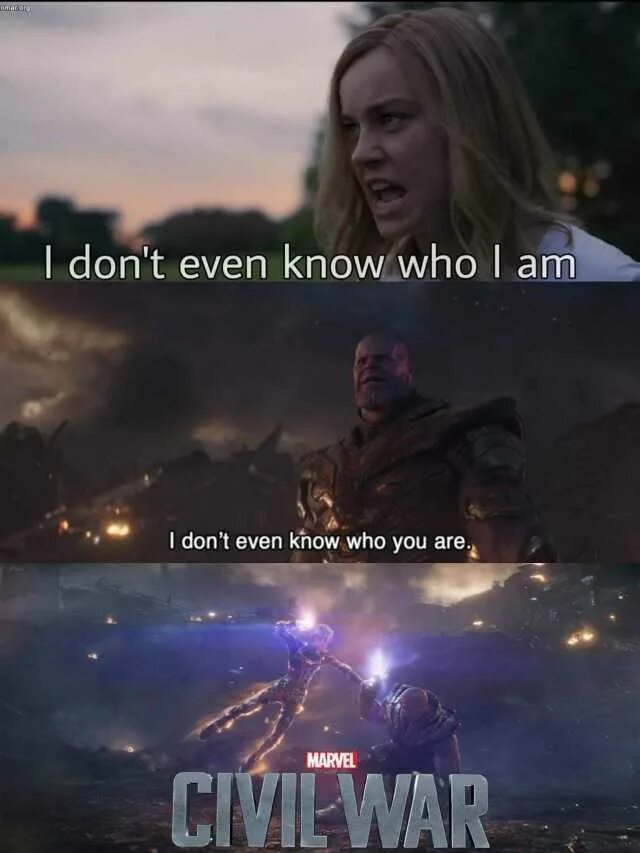 Can i know why. You know who. You know who i am. Thanos i don't even know who you are. I know who i am.