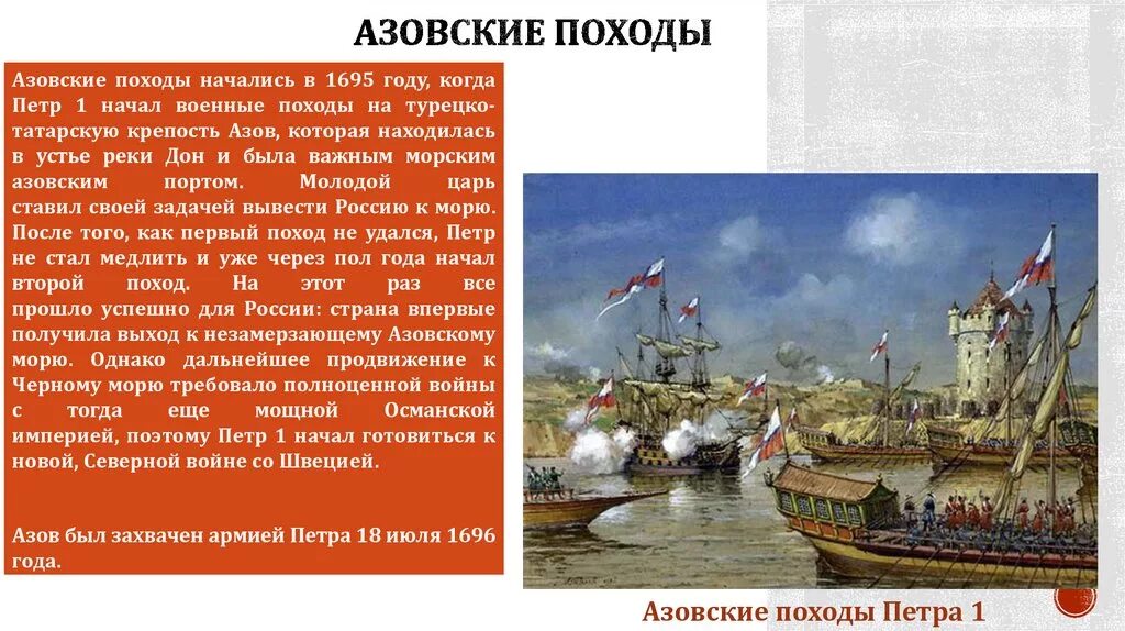 Азовские походы какой век. Первый Азовский поход Петра 1. Азовские походы Петра 1696.