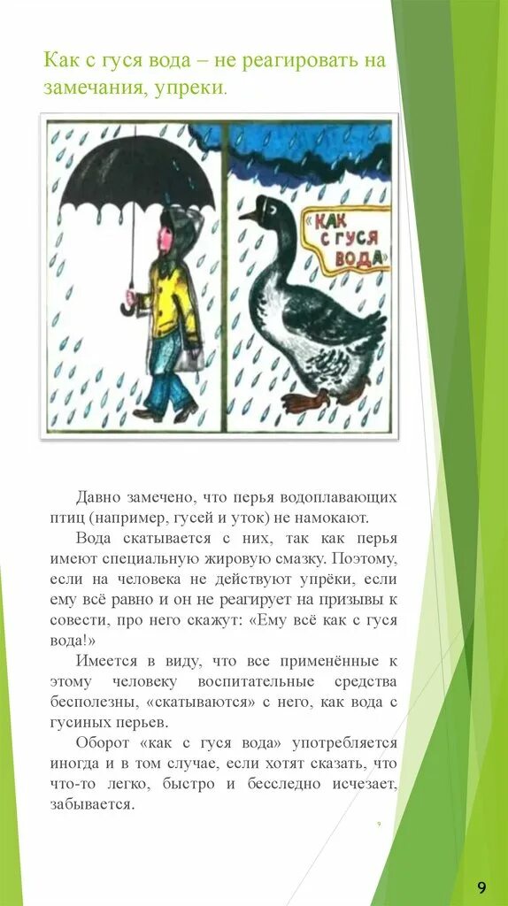 Выйти сухим из воды это. С гуся вода фразеологизм. Как с гуся вода. Как с гуся вода значение фразеологизма. Как с гуся вода фразеологизм.