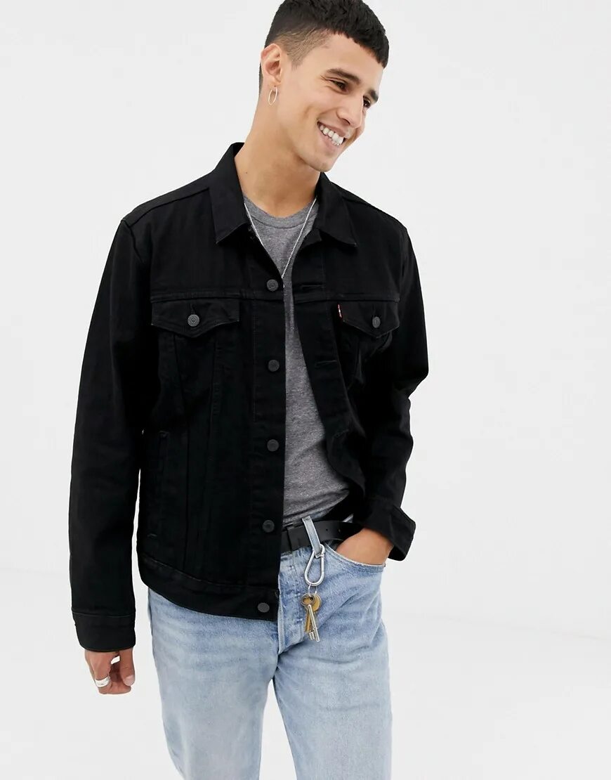 Черная джинсовая куртка мужская левайс. Levis Trucker Jacket Black. Черная джинсовка Levis. Джинсовая куртка левайс черная. Купить джинсовую черную мужские