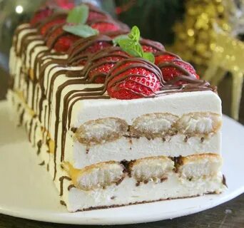 Торт с маскарпоне без выпечки с печеньем