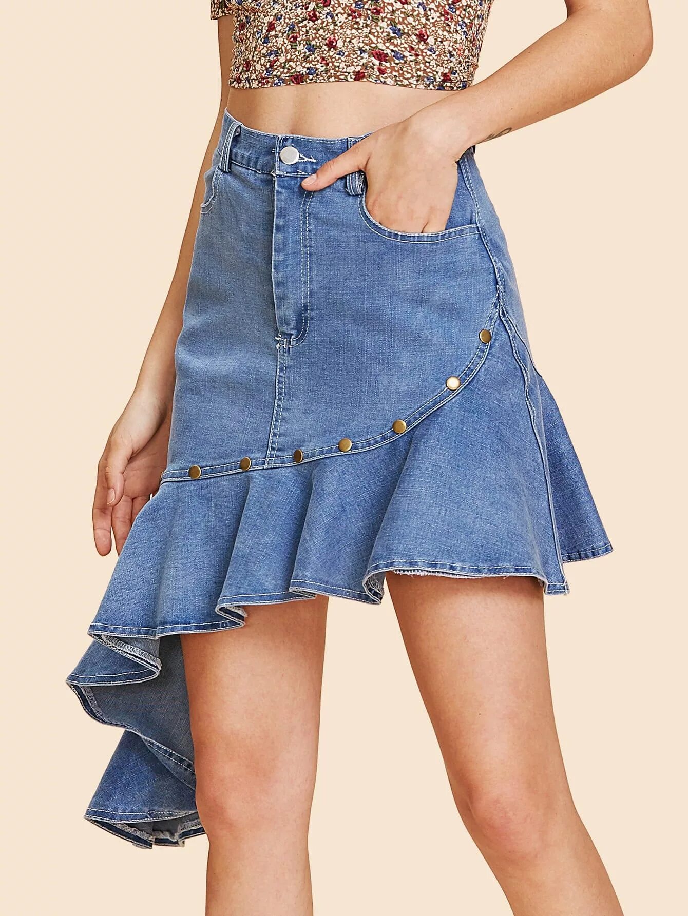 Джинсовая одежда юбка. Юбка джинсовая 2022 SHEIN. Джинсовая юбка с воланами. Юбки из джинса. Комбинированная джинсовая юбка.