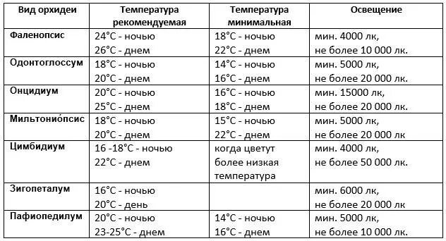 При какой температуре можно выносить комнатные цветы. Температурный режим для орхидей. Освещенность для орхидей таблица. Минимальная температура для фаленопсиса. Температурный режим для комнатных растений.