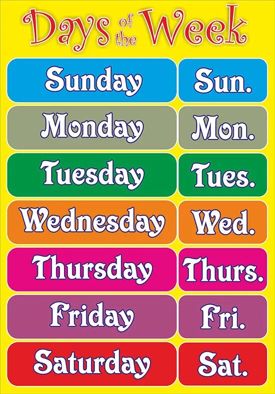 Days of the week months. Days of the week на английском. Жни Неделина английском. Days of the week плакат. Days of the week дни недели.