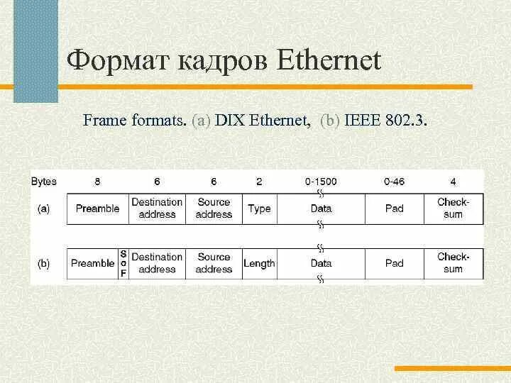 Формат кадра ethernet. Заголовок ethernet. форматы кадров ethernet. протоколы канального уровня ethernet.