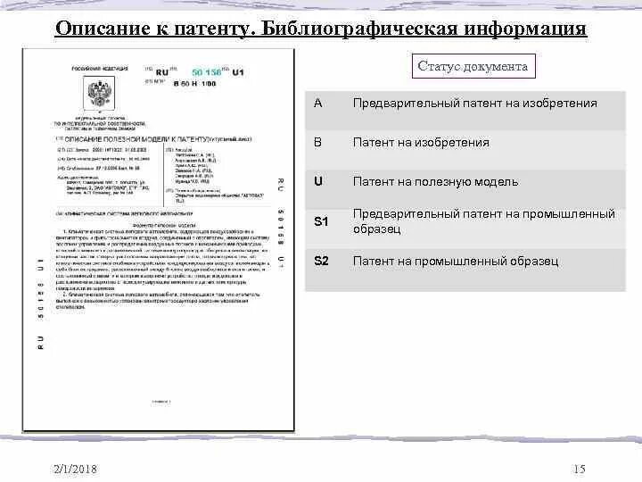 Библиографическая ссылка на патент. Библиографическое описание патента на изобретение пример. Патент на промышленный образец пример. Образец описания полезной модели для патента.