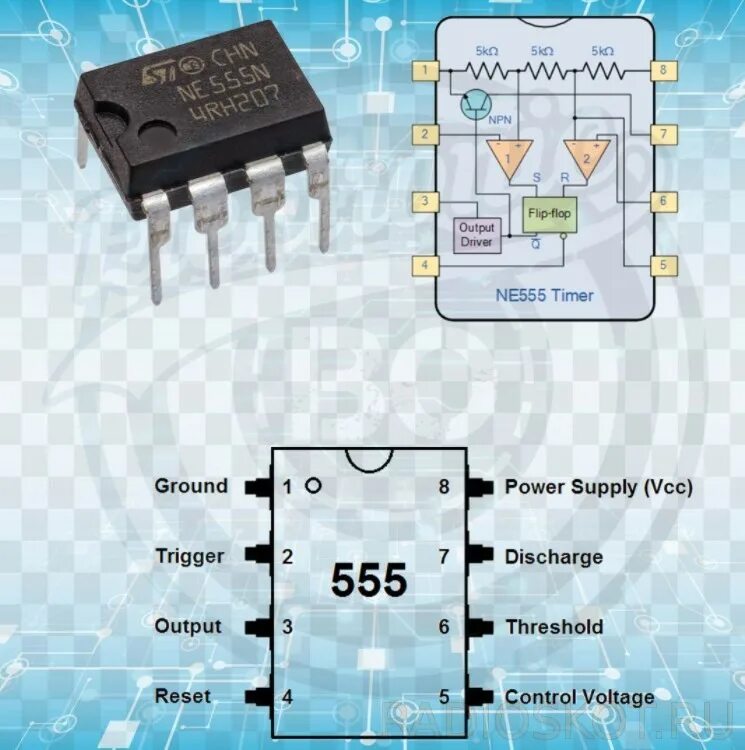 Микросхема 555. Даташит микросхемы ne555d. распиновка микросхемы таймера 555. схема подключения микросхемы ne555p. таймер на 555 микросхеме.