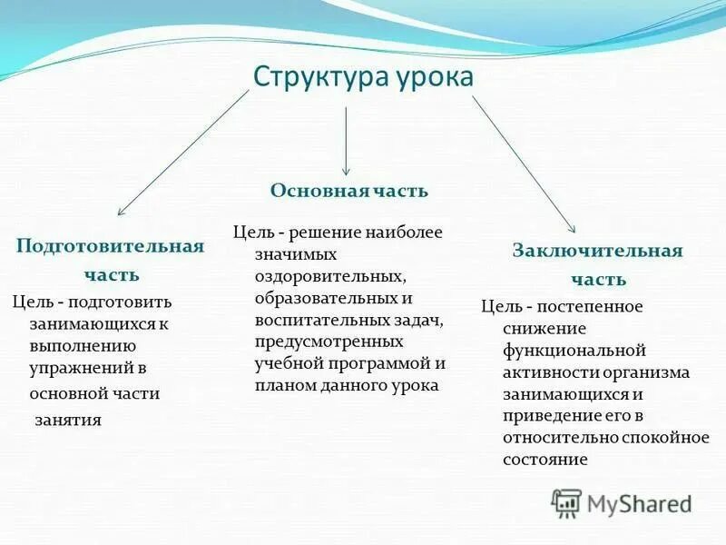 Какова структура урока физической культуры