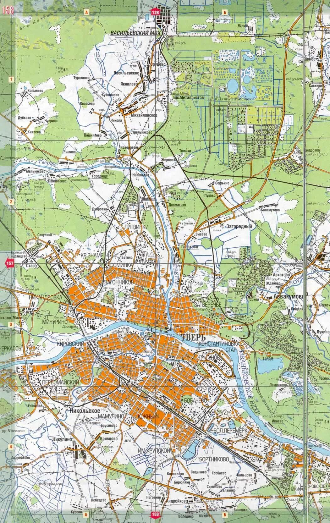 Районы Твери на карте. Карта Твери с улицами. Город Тверь на карте. Карта Твери с улицами и домами.