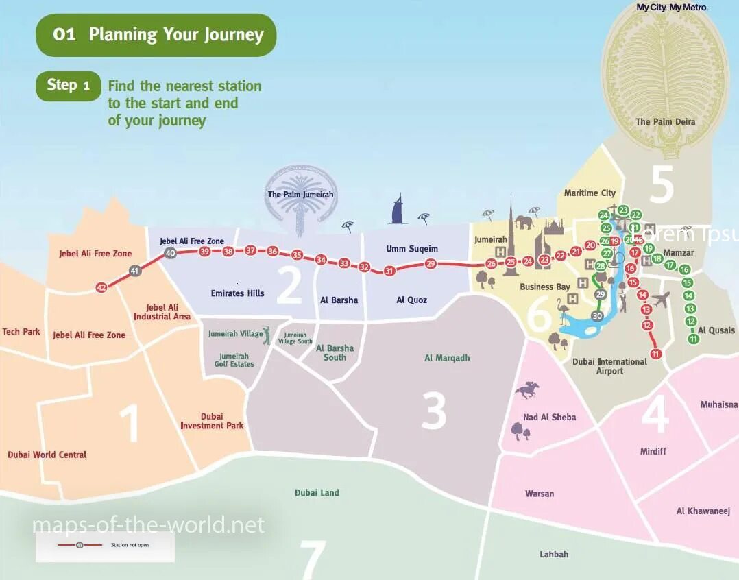 Достопримечательности дубая на карте на русском. Схема метро Дубай с зонами. Зоны метро Дубай 2022. Метро Дубай схема 2022. Метро Дубай схема на карте города.