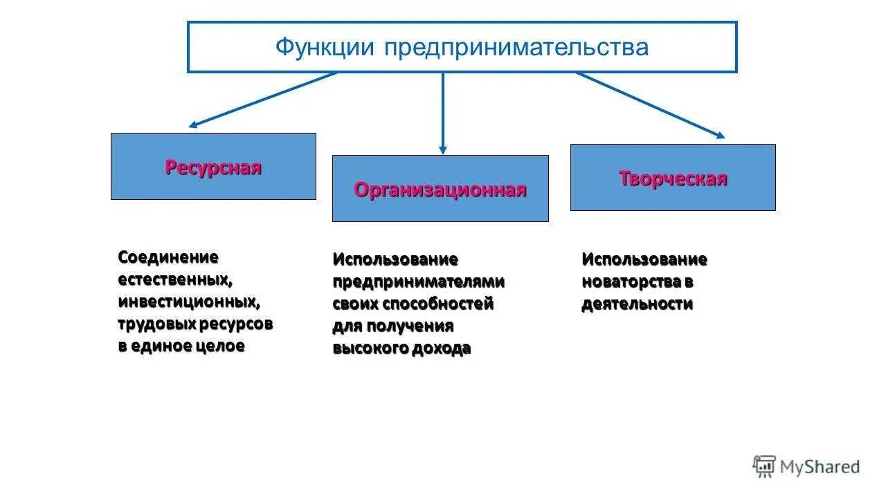 Основные функции предпринимательства